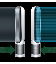 Hero image of the purifier fan with both purifying and cooling airflows.